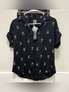 Fun & Flirt Skeleton Black Halloween Pajama Set NWT Small